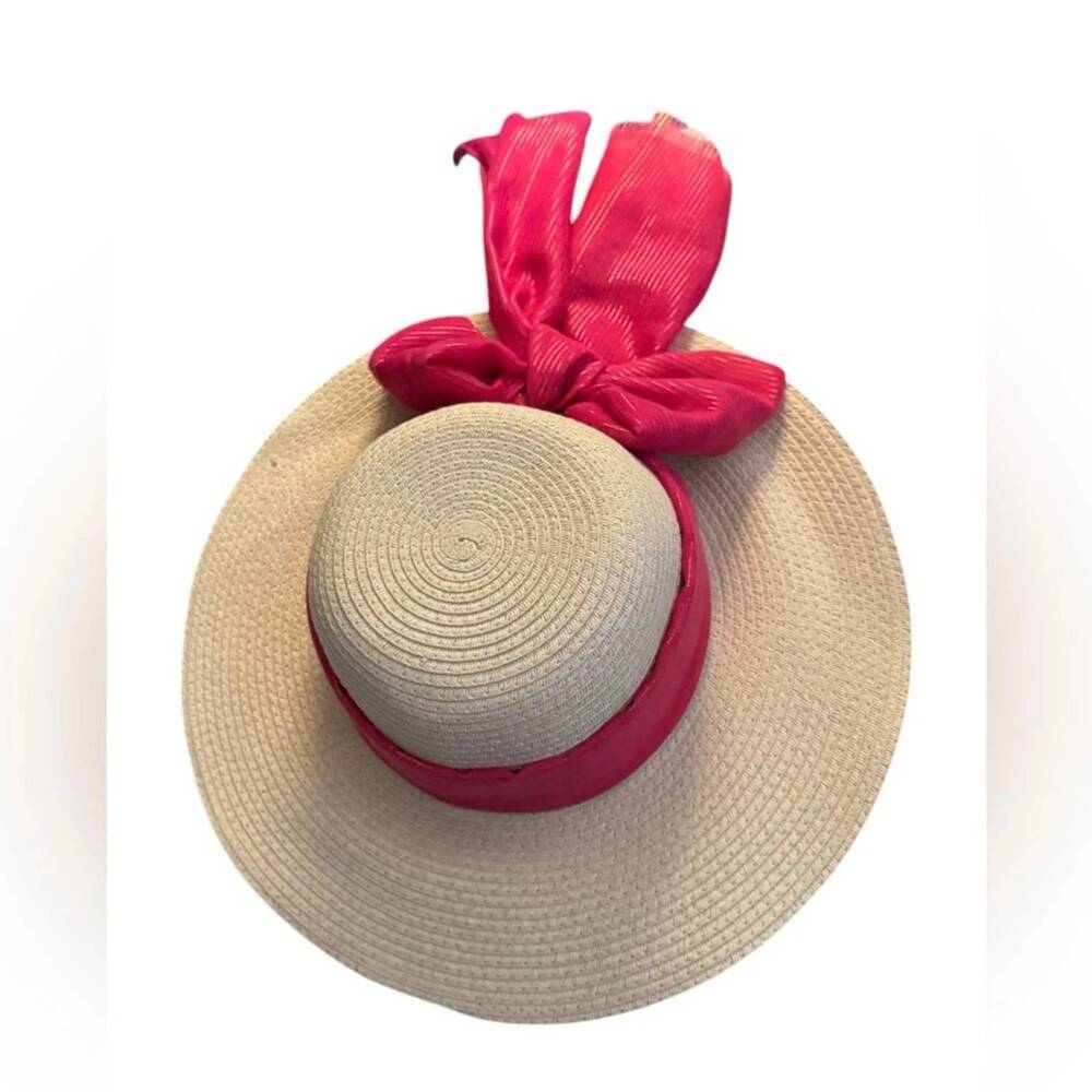 NEW STYLE & CO. women’s wide brim sun hat in tan/pink